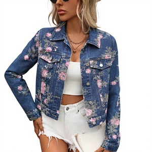 Chaqueta vaquera de camionero con estampado de leopardo para mujer TRIBON SPORTS, manga larga, cuello vuelto, largo regular, informal, lavada, con parches, para otoño e invierno - Product Image 1