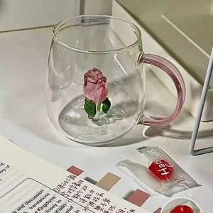 맞춤형 도매 3D 만화 동물 내열 유리 아이스 커피 우유 머그컵 (손잡이 포함) - Product Image 5
