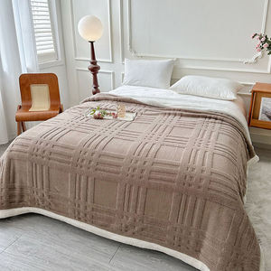 Manta Con <span class=keywords><strong>patron</strong></span> a Cuadros Grand damier Double couche Taflon Polaire bords tournés Couvertures Super king Queen Size Nap Blanket - Product Image 4