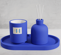 Vente en gros Récipient en céramique blanche huile essentielle ciment personnalisé luxe bougie parfumée pot diffuseur roseau ensemble