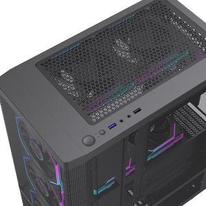 Boîtier de jeu ATX Lovingcool en vrac avec deux panneaux en maille, compatibilité pleine taille, prêt pour AIO 240 mm, grand volume intérieur, réduction - Product Image 4