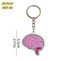 Porte-clés en acrylique Cerveau Rose, style anatomique avec sillons blancs et tige rouge, breloque transparente, accessoire sur le thème de la science et de la neurologie