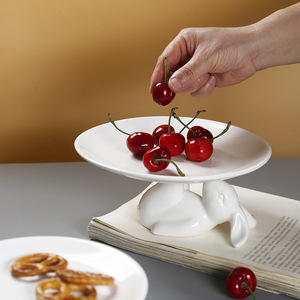 أطباق فواكه سيراميك عالية القدم صينية تقديم أطباق باردة حلويات مكسرات شاي حفلات أوروبا أنيقة - Product Image 1