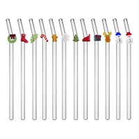 Pailles à boire en verre écologiques pour décorations de Noël, logo personnalisé, couleur personnalisée, pailles en verre pour bar, cocktail, ensembles cadeaux