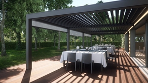 Gazebo para exteriores, cubierta exterior impermeable de aluminio, para <span class=keywords><strong>piscina</strong></span> cubierta exterior bioclamático con balcón, pérgola resistente al viento, <span class=keywords><strong>persiana</strong></span> enrollable - Product Image 4