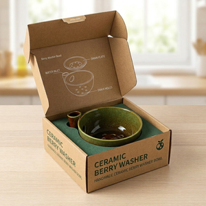 Tazón de Cerámica Innovador para Lavar Frutas con Diseño de Flujo de Agua Giratorio de 360°, Paquete Personalizado OEM - Product Image 1