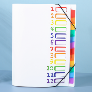 Tùy chỉnh 12-trang cầu vồng chỉ số A4 nhựa tài liệu thư mục tập tin PP ảnh tùy chỉnh nộp hồ sơ sản phẩm - Product Image 2