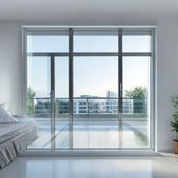 Fenêtre coulissante en aluminium à cadre étroit avec grand panneau de verre trempé pour un design d'appartement moderne