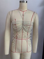 Top de bikini tendance en perles de luxe pour festival, bijoux de corps, haut de club