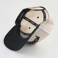 Sport Custom Color Deep 5 Panel K-frame petje, blanco, gebogen klep, 3D geborduurd logo, tweekleurig, golf/baseball pet voor heren