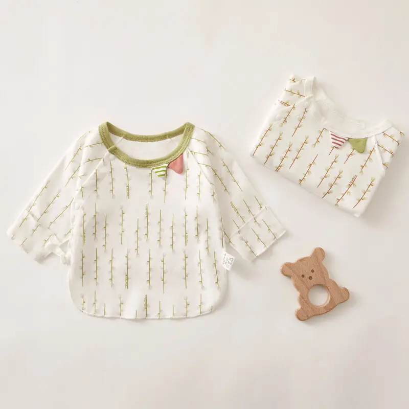Baby Clothes Cotton Tops Newborn Clothes Long Sleeve Casual Plain Cotton Baby Pajamas Plain Blouse