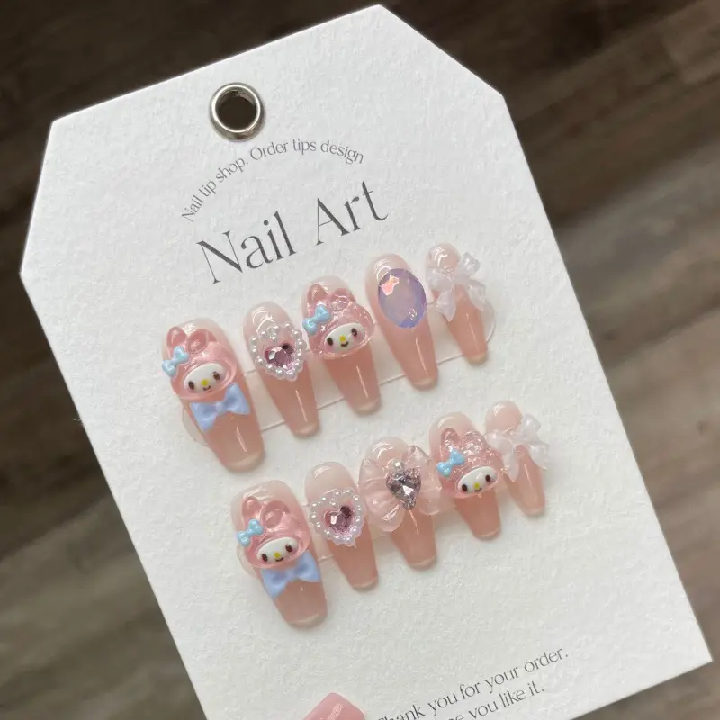 Wholesale Press On Nails Handmade Wholesale Kawaii Press On Nails Acrylic High Quality Luxury French Tip Press On Nails