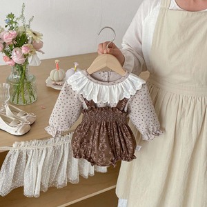 Conjunto de duas peças estilo coreano INS para primavera e outono, com blusa floral de manga comprida e macacão de veludo cotelê para bebês e crianças pequenas, elegante para meninas. - Product Image 3