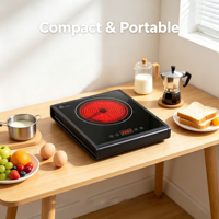 Cuisinière infrarouge portable 2000W, plaque de cuisson électrique en céramique à commande tactile, compatible avec plusieurs ustensiles de cuisine, cuisinière domestique