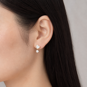 Boucles d'oreilles pendantes en forme de cœur en zircon blanc, acier inoxydable plaqué or 14 carats, 14 mm, bijoux - Product Image 5