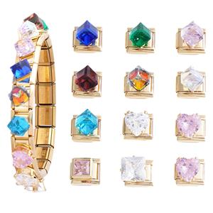 Crystal Bracelet Stainless Steel Modular Bezel Setting Heart Shape DIY Jewelry Accessories Unisex Everyday Wear - Product Image 1