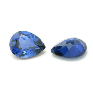 พลอยแซฟไฟร์สีน้ำเงินเพาะเลี้ยงในห้องปฏิบัติการ ทรงลูกแพร์ ชุบทองคำ ขายส่งแบบเม็ดพลอยหลวม สำหรับทำเครื่องประดับ - Product Image 4