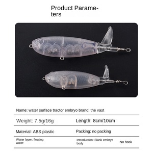 Leurre de pêche flottant en plastique brut non peint de 80 mm et 7,5 g avec hélice pour la pêche à la carpe en eau douce - Product Image 3