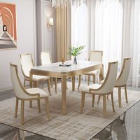 Meubles de restaurant à domicile conception simple prix de gros personnalisé pierre frittée haut intérieur luxe table à manger ensemble avec chaises