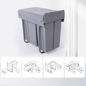 Embedded Kitchen Trash Can with Hidden Classification 10L + 20L Cleaning Capacity Damping Pull-Out Cover - Product Image 3