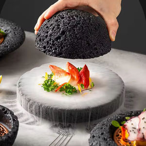 Тарелка для молекулярной кухни из вулканического камня, круглая, для дымовой кухни, в форме планеты, художественная, для сервировки стола - Product Image 1