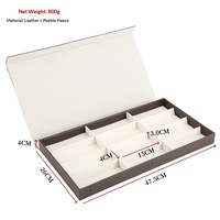 Boîte de présentation haut de gamme en cuir pour lunettes et lunettes de soleil, 12 compartiments, avec fermeture magnétique, design multi-grilles, grande capacité de rangement