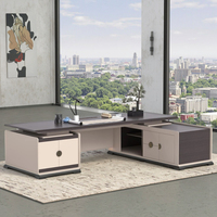 Bureau de direction en forme de L en bois massif MFC de luxe moderne, résistant à l'eau, multifonctionnel, écologique pour usage professionnel