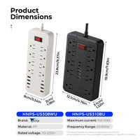 Regleta de Enchufes Estándar de EE. UU. con 10A, 4 Puertos USB-A, Tipo-C PD, 8 Tomas de Corriente, Extensión Multi-Enchufe para Hogar, Oficina, Dormitorio