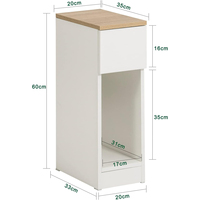 Table de chevet moderne et étroite pour petits espaces, table de chevet blanche étroite avec tiroir et rangement ouvert, plateau en bois, table d'appoint pour chambre à coucher