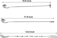 Haute qualité 30cm Bar cuillère à mélanger Cocktail cuillère bâton 12 pouces barre en acier inoxydable longue cuillère avec motif en spirale