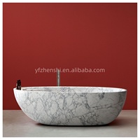 Baignoire ovale en marbre naturel sculpté à la main, design moderne et élégant, mobilier de salle de bain en pierre de marbre