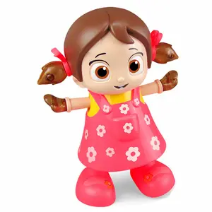 Felisu Hot Selling Swinging Cartoon Little Doll Electric Light Music Street Stall Wholesale Toy Dancing Girl