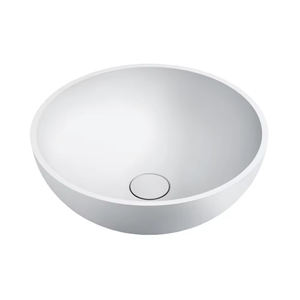 Lavabo de Piedra Artificial Blanco Brillante para Villa, Precio Económico al por Mayor, Lavabo de Encimera con Desagüe, Capacidad de 9L, Diseño Tradicional - Product Image 5