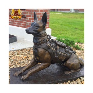 Decoración de Exterior, Moderna Estatua de Pastor Alemán Sentado, Tamaño Real, Artesanía en Metal, Estatua de Perro Great Dane de Bronce - Product Image 2