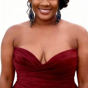 Robes de demoiselle d'honneur sirène en satin élastique bordeaux grande taille, dos zippé, à volants superposés, robe de demoiselle d'honneur pour fête - Product Image 4