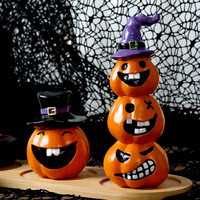 Décorations d'Halloween transfrontalières style Instagram, artisanat en résine de citrouille souriante à thème horrifique européen, ornements de bureau à domicile