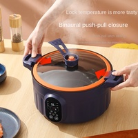 Marmite Électrique Portable 4L 1300W en Acier Inoxydable Antiadhésive avec Contrôle Numérique et Couvercle en Verre Trempé, Classe Énergétique A, Garantie 5 Ans - Offre Spéciale