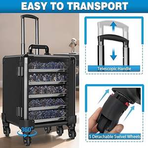 Chariot de présentation en <span class=keywords><strong>aluminium</strong></span> pour figurines, étui de transport roulant pour miniatures, valise à roulettes pour mini-modèles, plateaux verrouillables, anti-odeur pour Warhammer 40K - Product Image 4