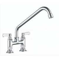 Robinet de cuisine moderne en laiton chromé à double poignée, débit d'eau fluide, bec pivotant à 360°, cartouche céramique, montage sur comptoir, pour hôtel