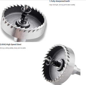 Juego de brocas de sierra perforadora TCT de 12 mm para hormigón, metal, madera y plástico, HSS, 10 brocas de sierra perforadora - Product Image 2