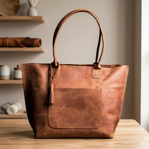 Bolso de Mano de Lujo para Mujer, Ligero, Duradero, de Cuero Genuino, con Cierre, Impermeable, Moderno, Casual, con Dos Asas, 1-1.9L - Product Image 2