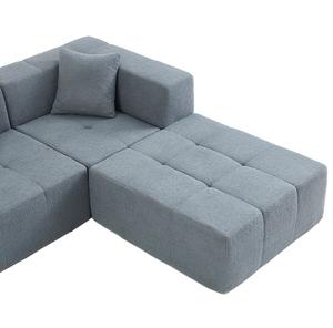 Conjunto de Sofás Seccionales Modulares Modernos, Tapicería de Franela, Patas de Madera, Diseño Cuadrado sin Brazos, Garantía de 5 Años - Product Image 4