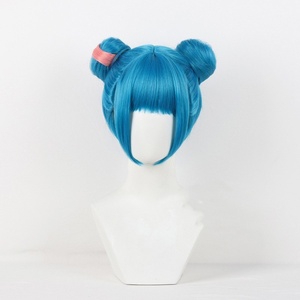 Vente en gros <span class=keywords><strong>Jinx</strong></span> Perruque 30cm Court Bleu <span class=keywords><strong>League</strong></span> <span class=keywords><strong>of</strong></span> Legends LOL Arcane Anime Cheveux Synthétique Halloween Party Cosplay Ponytails Perruque - Product Image 2