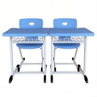 Bureau d'étude en plastique à hauteur réglable pour enfants avec tiroir à crayons, crochet pour casque, design ergonomique, anti-pincement, mobilier scolaire