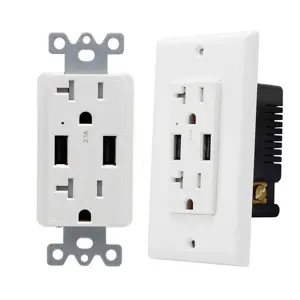 American 15amp socket with power leakage protections Smart 4.8A Fast Charging,Us Standard 20amp Wall socket with 4A USB port
