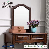 Table de maquillage en bois massif style américain Miroir pour chambre à coucher simple Coiffeuse avec rangement intégré Petites tables consoles modernes