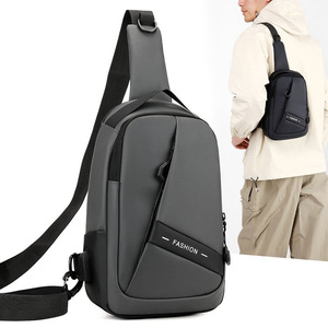 Men's Chest Bag Crossbody Multi Functional Outdoor Sports Leisure Travel Solid Color Coating Material X52026 - Product Image 1