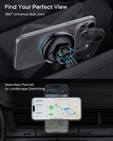 Chargeur de voiture magnétique sans fil robuste, charge rapide 25W avec ventilateur de refroidissement pour grille d'aération, adaptateur 45W, compatible universellement avec tous les smartphones
