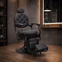 Fauteuil de Barbier Hydraulique Professionnel Pivotant à 360 Degrés et Inclinable en Cuir PU – Mobilier de Soin Masculin pour Salon de Coiffure