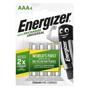 Batería Recargable Ministilo AAA 500mAh RECHARGE UNIVERSAL (4pz) E301375705 - Product Image 1
